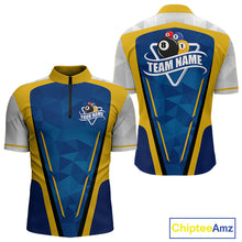 Load image into Gallery viewer, Yellow and blue geometric billiard 1/4-zip shirt for men custom team jersey