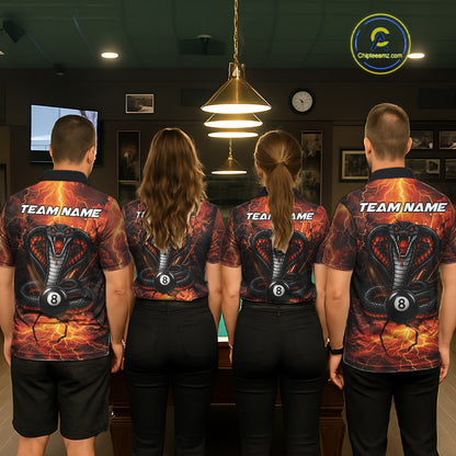 Cobra 8 Ball Cracked Thunder Lightning Billiard Shirts For Women Custom Billiard Team Jersey | Orange NYN3311