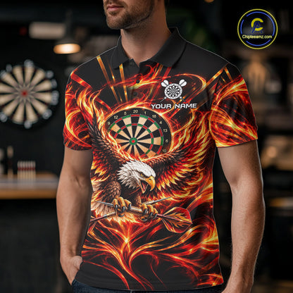 Personalized Flame Eagle Darts Polo 1/4-Zip Shirt For Men Red Fire Eagle Darts Team Jersey NYN4966