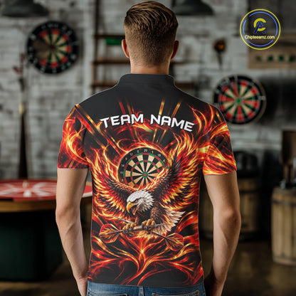 Personalized Flame Eagle Darts Polo 1/4-Zip Shirt For Men Red Fire Eagle Darts Team Jersey NYN4966