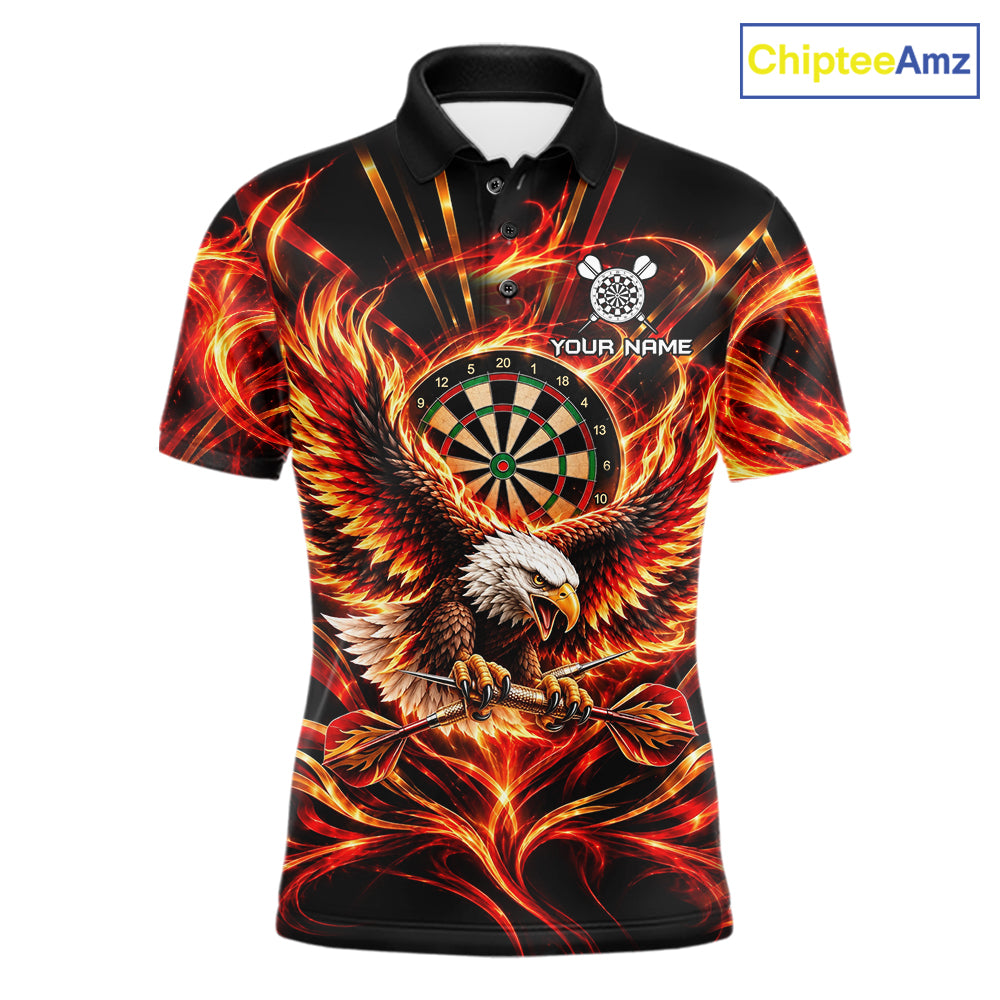 Personalized Flame Eagle Darts Polo 1/4-Zip Shirt For Men Red Fire Eagle Darts Team Jersey NYN4966