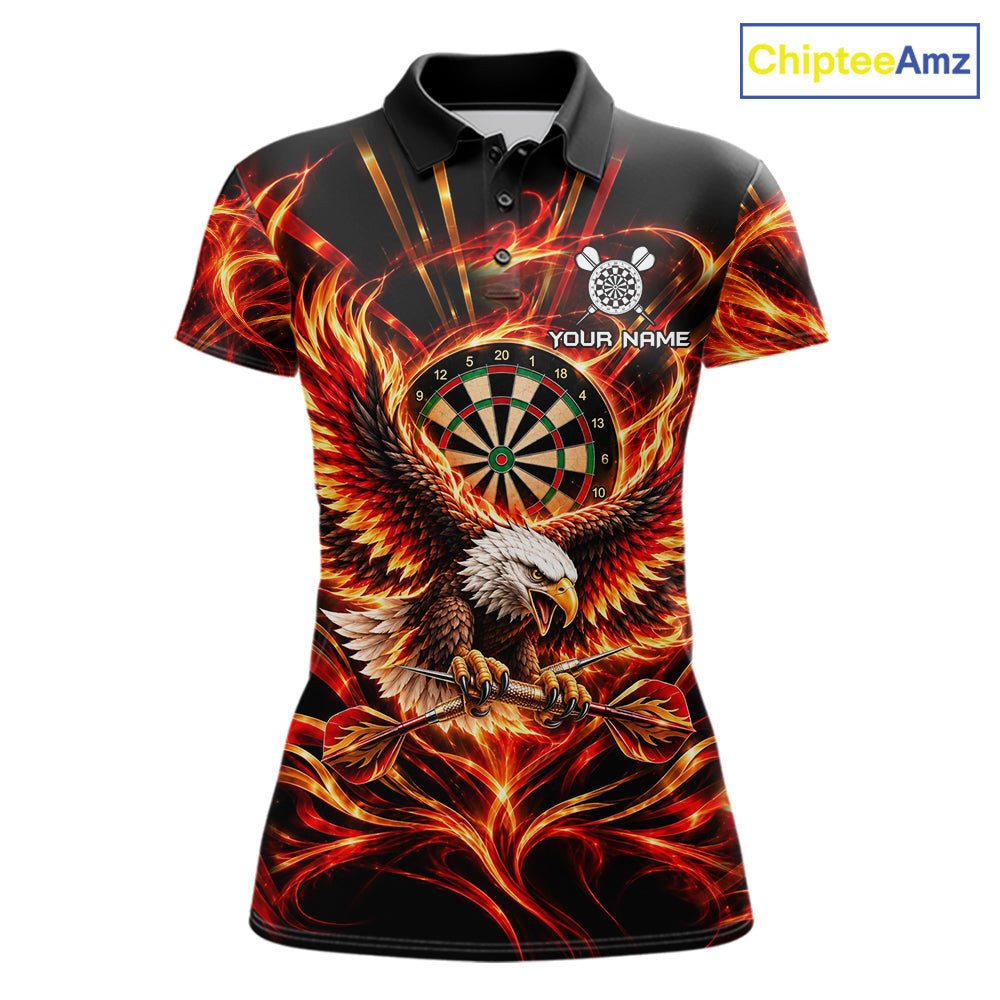 Personalized Flame Eagle Darts Polo 1/4-Zip Shirt For Women Red Fire Eagle Darts Team Jersey NYN4966