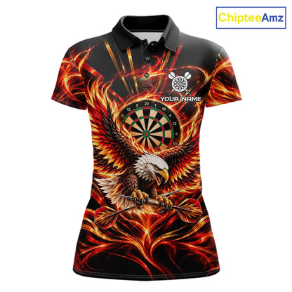 Personalized Flame Eagle Darts Polo 1/4-Zip Shirt For Women Red Fire Eagle Darts Team Jersey NYN4966