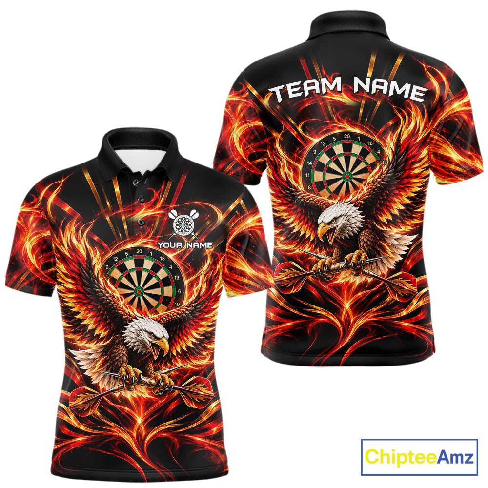 Personalized Flame Eagle Darts Polo 1/4-Zip Shirt For Men Red Fire Eagle Darts Team Jersey NYN4966
