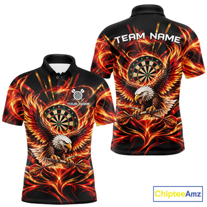 Personalized Flame Eagle Darts Polo 1/4-Zip Shirt For Men Red Fire Eagle Darts Team Jersey NYN4966
