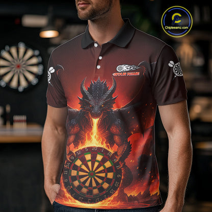 Fire Flame Dragon Red Darts Custom Men Darts Jersey Flaming Darts League Shirt NYN2040