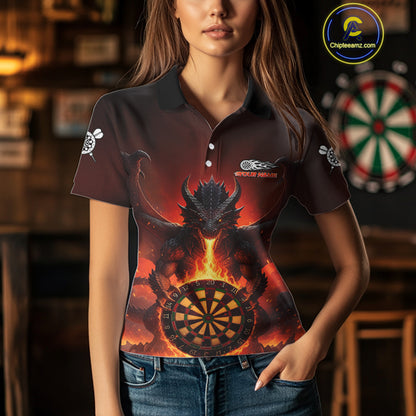 Fire Flame Dragon Red Darts Custom Women Darts Jersey Flaming Darts League Shirt NYN2040
