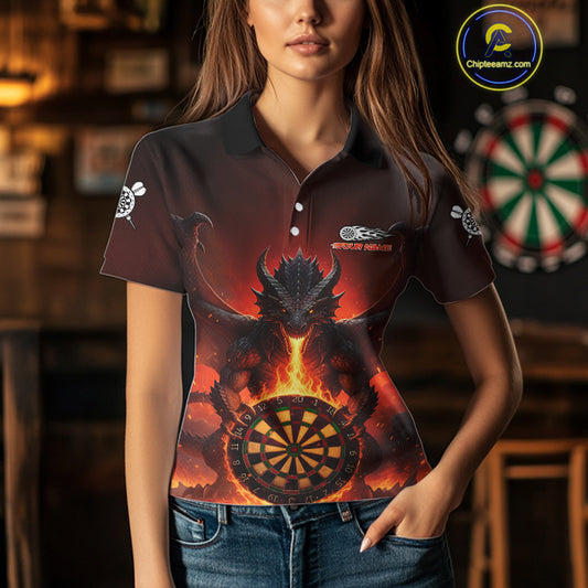 Fire Flame Dragon Red Darts Custom Women Darts Jersey Flaming Darts League Shirt NYN2040