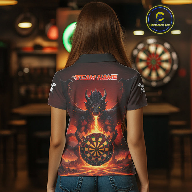 Fire Flame Dragon Red Darts Custom Women Darts Jersey Flaming Darts League Shirt NYN2040