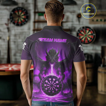 Fire Flame Dragon Purple Darts Custom Men Darts Jersey Flaming Darts League Shirt NYN2041