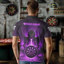 Load image into Gallery viewer, Fire Flame Dragon Purple Darts Custom Men Darts Jersey Flaming Darts League Shirt NYN2041