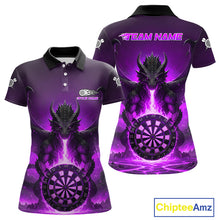 Load image into Gallery viewer, Fire Flame Dragon Purple Darts Custom Women Darts Jersey Flaming Darts League Shirt NYN2041