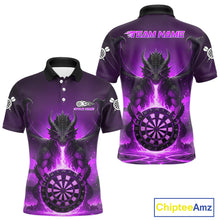 Load image into Gallery viewer, Fire Flame Dragon Purple Darts Custom Men Darts Jersey Flaming Darts League Shirt NYN2041