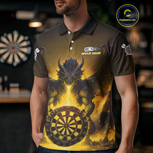 Load image into Gallery viewer, Fire Flame Dragon Yellow Darts Custom Men Darts Jersey Flaming Darts League Shirt NYN2042