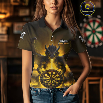 Fire Flame Dragon Yellow Darts Custom Women Darts Jersey Flaming Darts League Shirt NYN2042