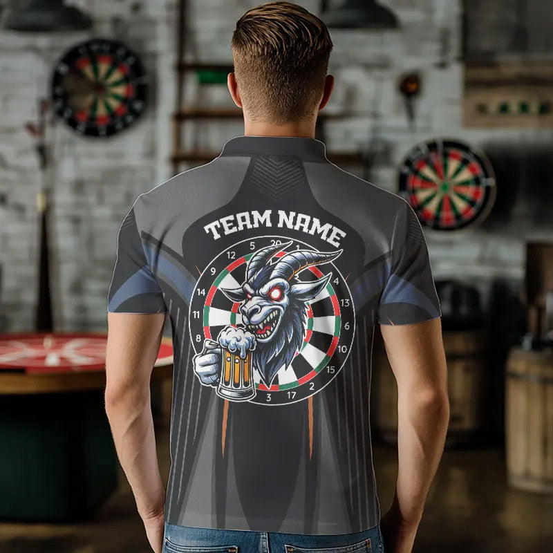 Custom Goat With Beer Funny Dart Shirts For Men, Dart Team Jerseys NYN0023