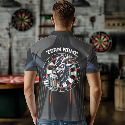 Custom Goat With Beer Funny Dart Shirts For Men, Dart Team Jerseys NYN0023