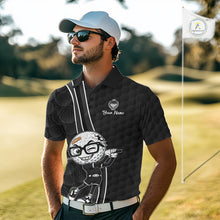 Load image into Gallery viewer, Funny Golfer Polos Team Outfits Black Golf Ball Pattern Jerseys For Men, Best Mens Golf Shirts NYN3316