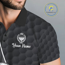 Load image into Gallery viewer, Funny Golfer Polos Team Outfits Black Golf Ball Pattern Jerseys For Men, Best Mens Golf Shirts NYN3316