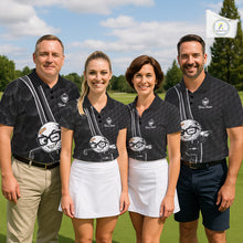 Load image into Gallery viewer, Funny Golfer Polos Team Outfits Black Golf Ball Pattern Jerseys For Men, Best Mens Golf Shirts NYN3316