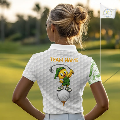 Funny Duck Golfer Polos Team Outfits Yellow And Green Golf Jerseys For Women, Best Mens Golf Shirts NYN3317