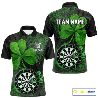 Personalized Shamrock Grunge Darts Shirts For Men, Custom St Patrick Day Darts Team Shirts NYN4209