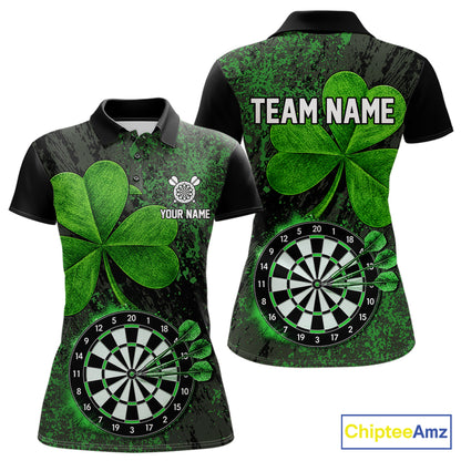 Personalized Shamrock Grunge Darts Shirts For Women, Custom St Patrick Day Darts Team Shirts NYN4209