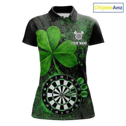 Personalized Shamrock Grunge Darts Shirts For Women, Custom St Patrick Day Darts Team Shirts NYN4209
