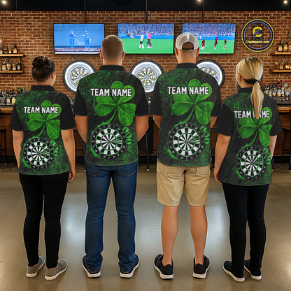 Personalized Shamrock Grunge Darts Shirts For Men, Custom St Patrick Day Darts Team Shirts NYN4209