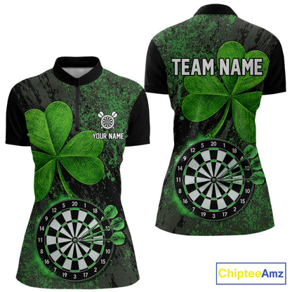 Personalized Shamrock Grunge Darts Shirts For Women, Custom St Patrick Day Darts Team Shirts NYN4209