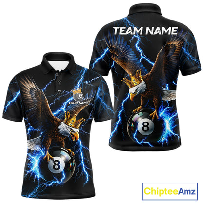 Thunder Gold Crown Eagle 8 Ball Billiard Shirt For Men Custom Blue Lightning Pool Team Jersey NYN4217