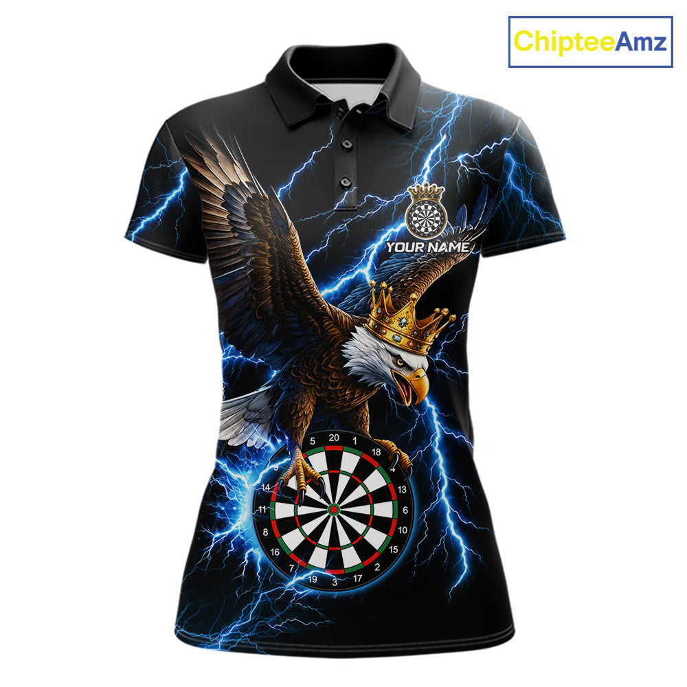 Thunder Gold Crown Eagle Darts Polo Quarter-Zip Shirt For Women Custom Blue Lightning Darts Team Jersey NYN4218