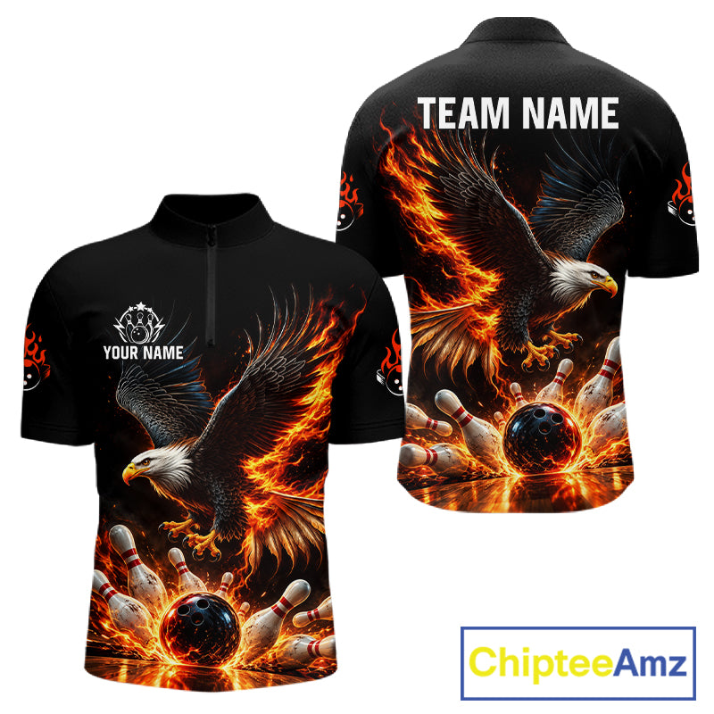 Cosmic Neon Bowling Polo 1/4-Zip Shirt For Men Custom Pink Glowing Butterfly Bowling Jersey Team Uniform NYN4626