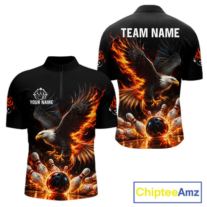 Cosmic Neon Bowling Polo 1/4-Zip Shirt For Men Custom Pink Glowing Butterfly Bowling Jersey Team Uniform NYN4626