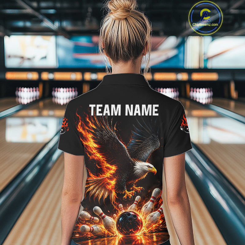 Cosmic Neon Bowling Polo 1/4-Zip Shirt For Women Custom Pink Glowing Butterfly Bowling Jersey Team Uniform NYN4626