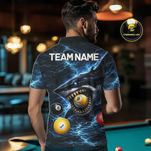 Load image into Gallery viewer, Thunder Blue Funny Shark Play Pool 8 Ball Men's Billiard Shirt Custom Billiard Team League Attire NYN2558