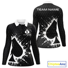 Load image into Gallery viewer, Poker splatter golf polo long sleeve shirt for women custom name golf team apparel
