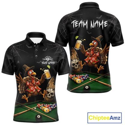Funny Turkey Jumping With Beer Halloween Pool Billiard Shirt Custom Halloween Billiard Jersey For Men NYN4241