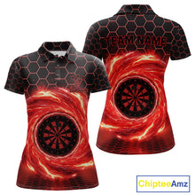 Load image into Gallery viewer, Black &amp; Red Storm Lightning Dartboard Custom Women Polo Dart Shirt Halftone Dart Jerseys NYN1775