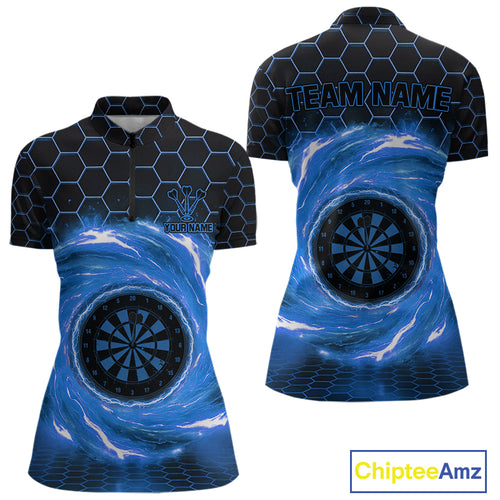 Black & Blue Storm Lightning Dartboard Custom Women Quarter-Zip Dart Shirt Halftone Dart Jerseys NYN1776