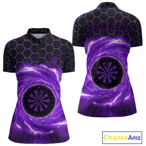 Black & Purple Storm Lightning Dartboard Custom Women Quarter-Zip Dart Shirt Halftone Dart Jerseys NYN1777