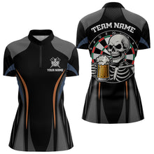 Load image into Gallery viewer, Custom Skull With Beer Funny Dart Quarter-Zip Shirts For Women, Dart Team Jerseys NYN1553