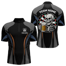 Load image into Gallery viewer, Custom Skull With Beer Funny Dart Quarter-Zip Shirts For Men, Dart Team Jerseys NYN1553