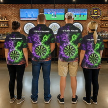 Load image into Gallery viewer, Green And Purple Flames Dartboard &amp; Arrow Women Darts Team Shirt Personalized Dart Quarter-Zip Jerseys NYN2572