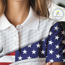 Load image into Gallery viewer, American Flag Patriot Personalized Golf White Womens Golf Polo Shirts Custom Name Golf Gifts NYN3148