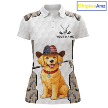 Load image into Gallery viewer, Personalized Cowboy Pattern White Golf Ball Womens Golden Golf Polo Shirts Custom Name Golf Gifts NYN3151