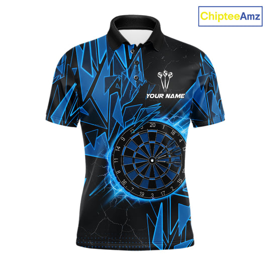 Blue broken glass dartboard lightning dart shirt for men custom dart jersey