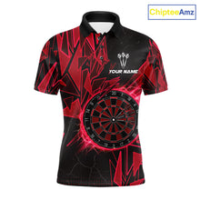 Load image into Gallery viewer, Red broken glass dartboard lightning dart shirt for men custom dart clothing