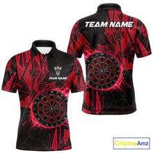 Load image into Gallery viewer, Red broken glass dartboard lightning dart shirt for men custom dart clothing