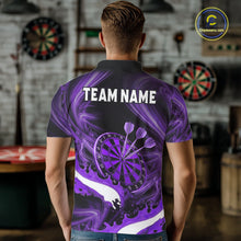 Load image into Gallery viewer, White And Purple Smoking Men Dart Polo &amp; 1/4-Zip Shirt Custom Splatter Dart Team Clothing NYN3341